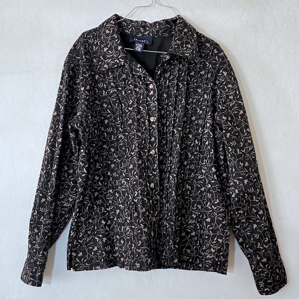 Denim&Co Black and Tan Jean Jacket